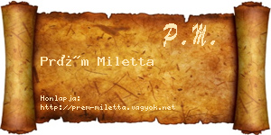 Prém Miletta névjegykártya